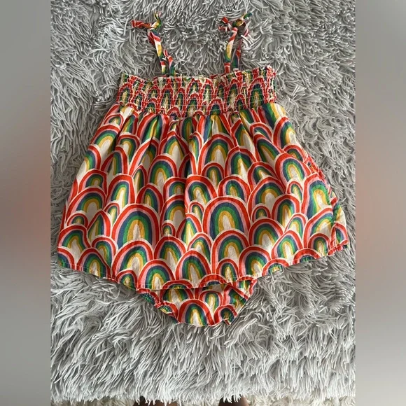 ❤️Tucker + Tate Ivory Egret Rainbow Stacks Dress EUC - Picture 2 of 5